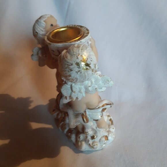 Angels Candlestick Holder White  Gold Nude Angels Christmas - Picture 6 of 10